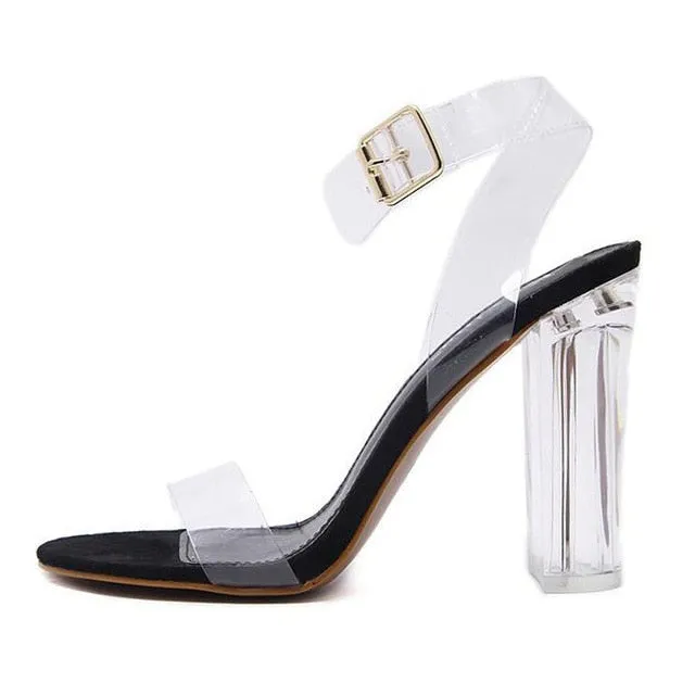 2021 Sexy Heels Women Shoes Plus Size Fashion PVC Transparent Heels Shoes Woman Pumps Ladies Clear High Heels Summer Sandals