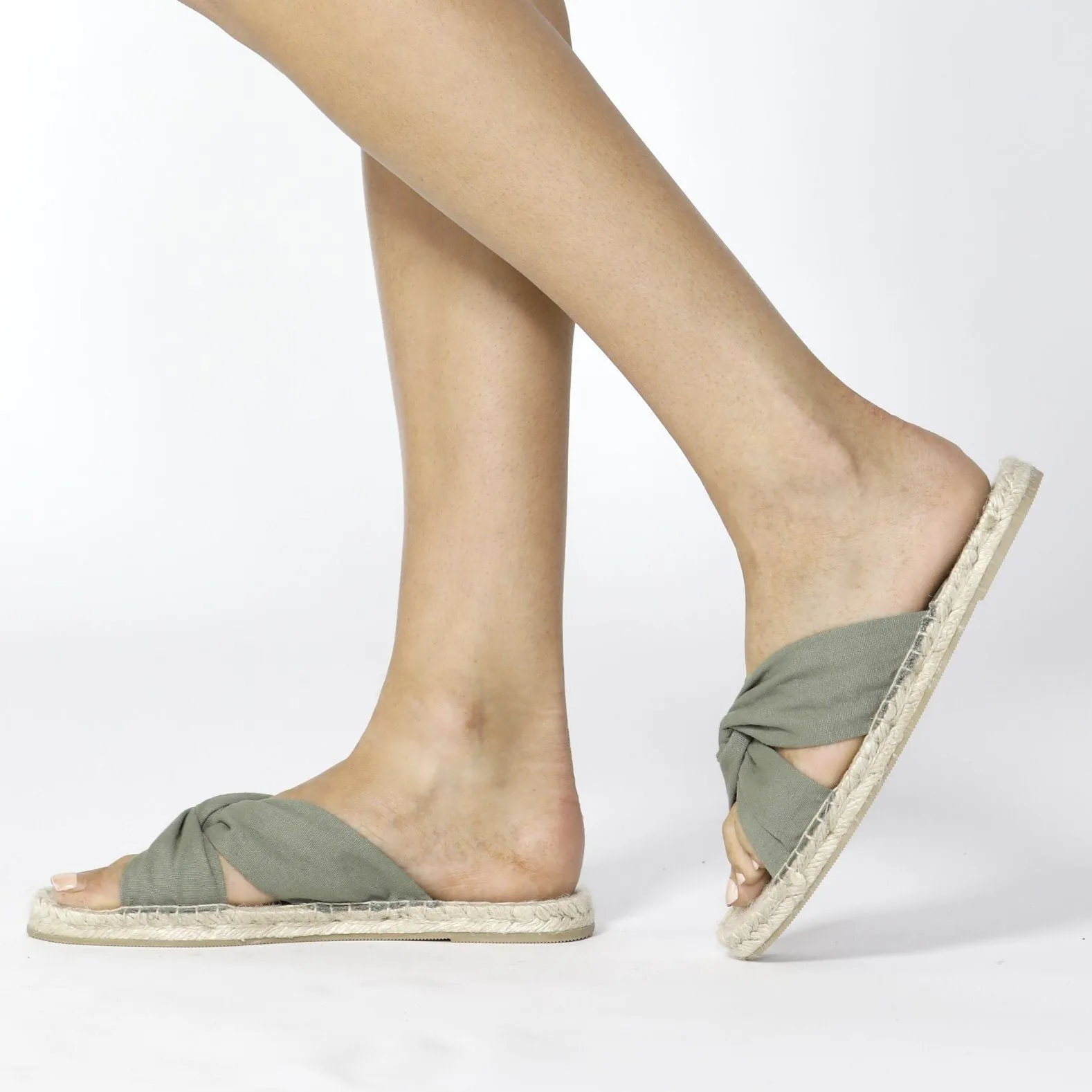 Betty Basics Coastal Espadrille Slide in Khaki