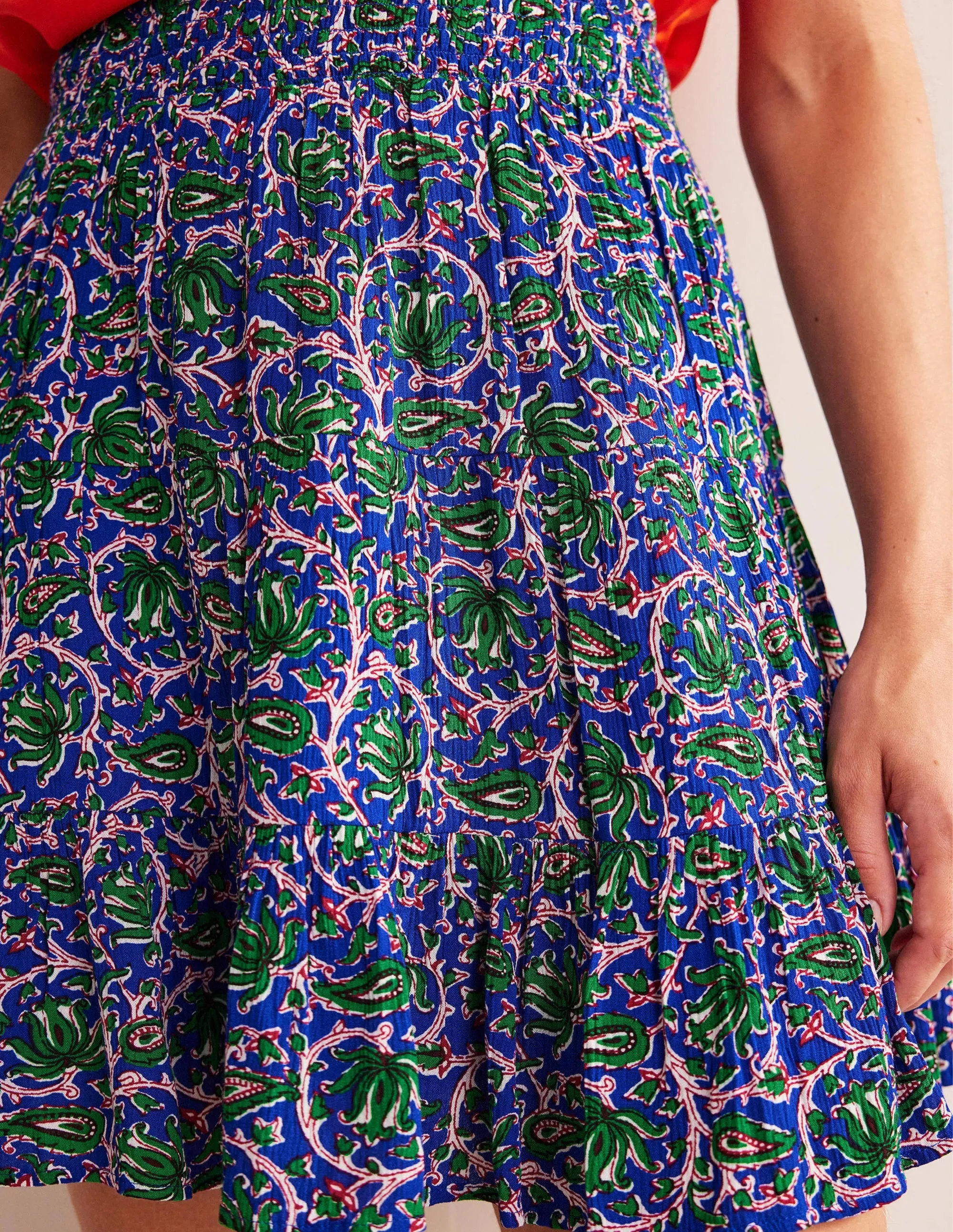 Crinkle Mini Skirt-Blue Wave, Botanic Vine