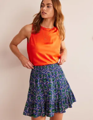 Crinkle Mini Skirt-Blue Wave, Botanic Vine
