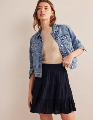 Crinkle Mini Skirt-Navy