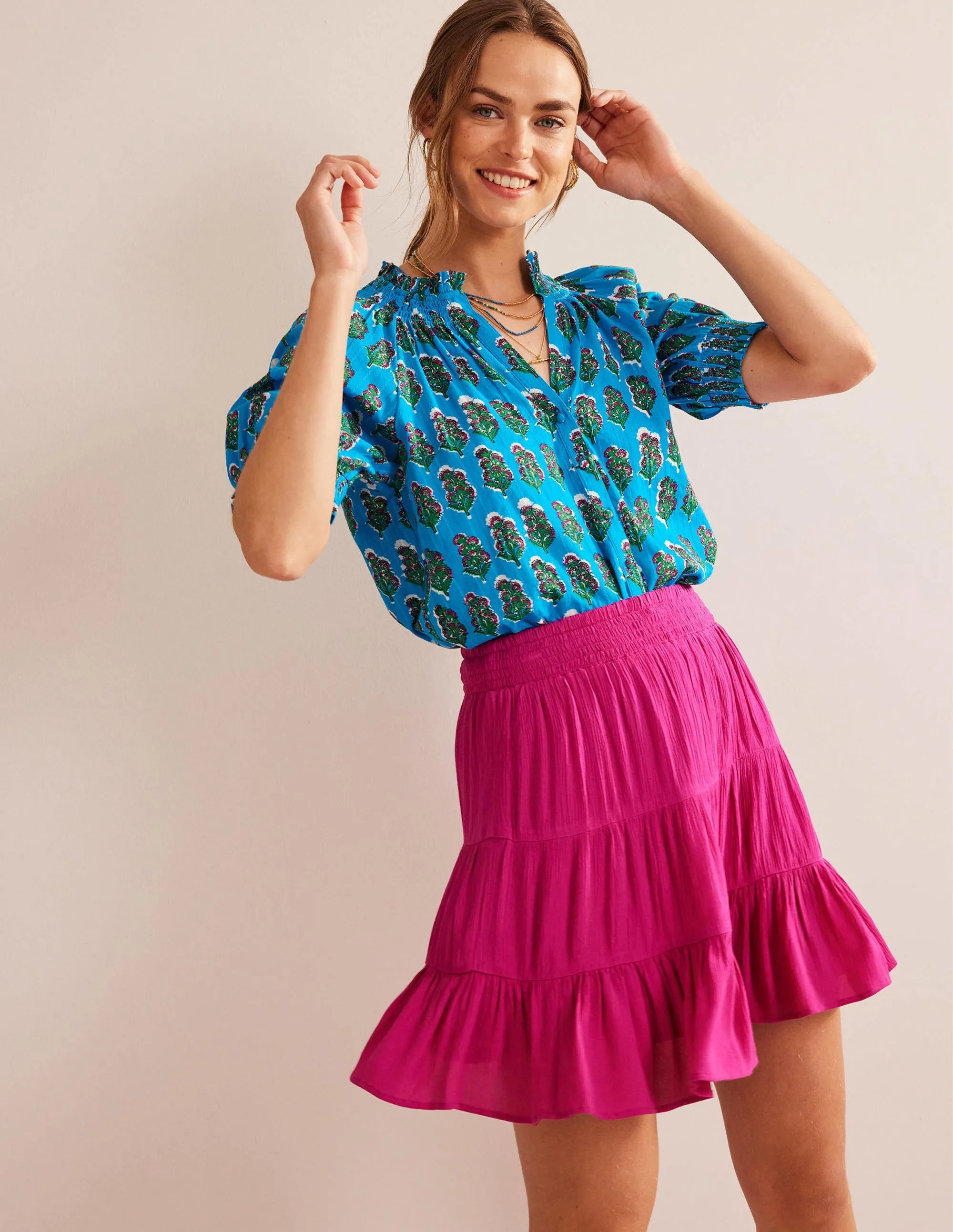 Crinkle Mini Skirt-Phlox Pink