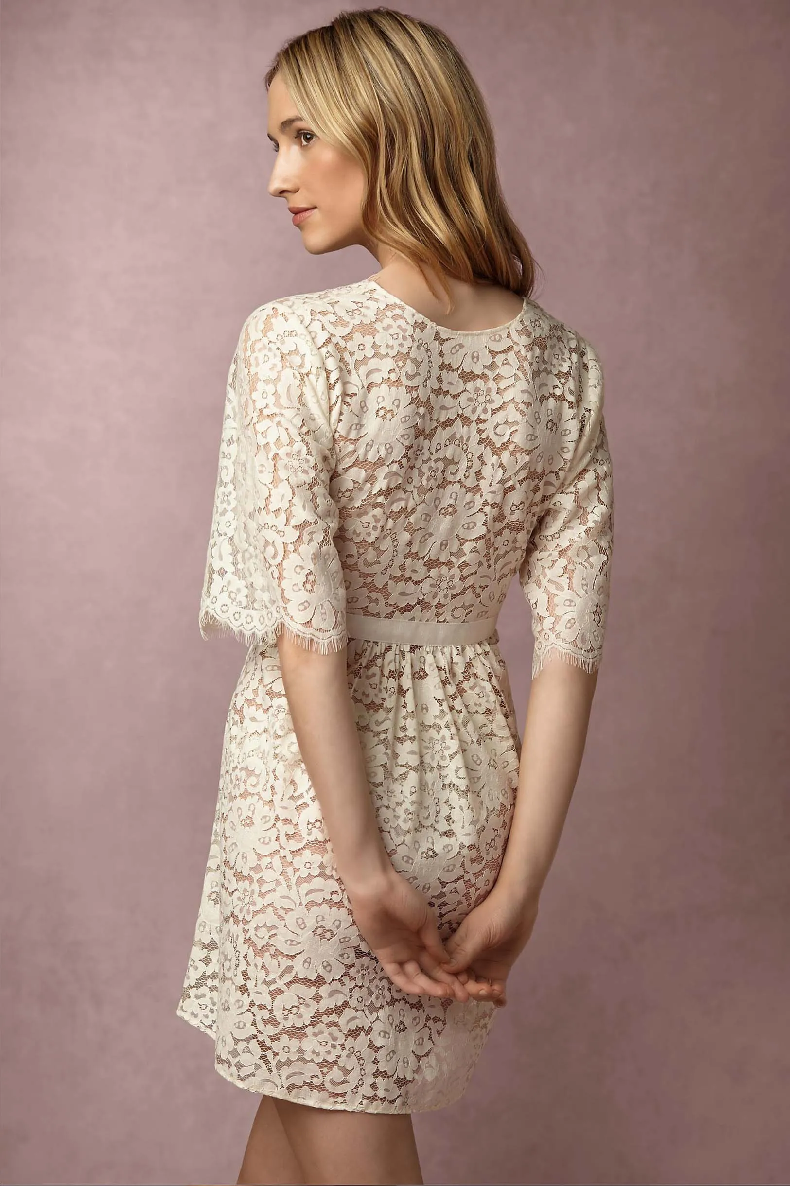 Girl&aSeriousDream for BHLDN Araminta Elizabeth Lace Robe in Ivory