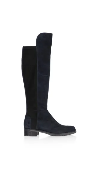 Kennel & Schmenger S Blues Long Flat Boots in Navy Suede 41-24160-485