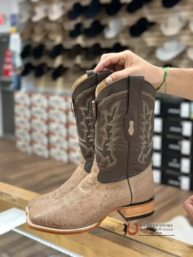 Los Altos Boots Smooth Ostrich Mocha Square Toe