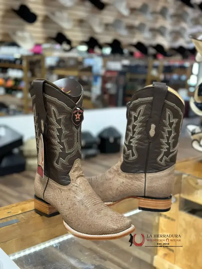 Los Altos Boots Smooth Ostrich Mocha Square Toe