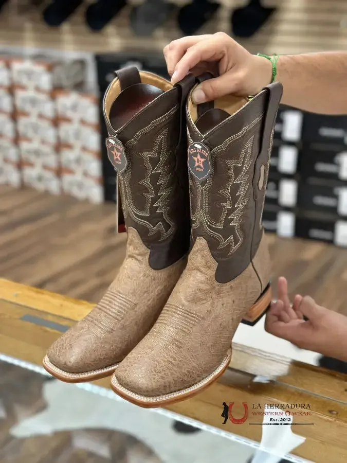 Los Altos Boots Smooth Ostrich Mocha Square Toe