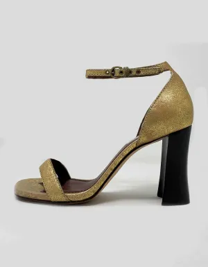 MARC JACOBS Gold Sandals With Block Heels - 39 IT | 9 US