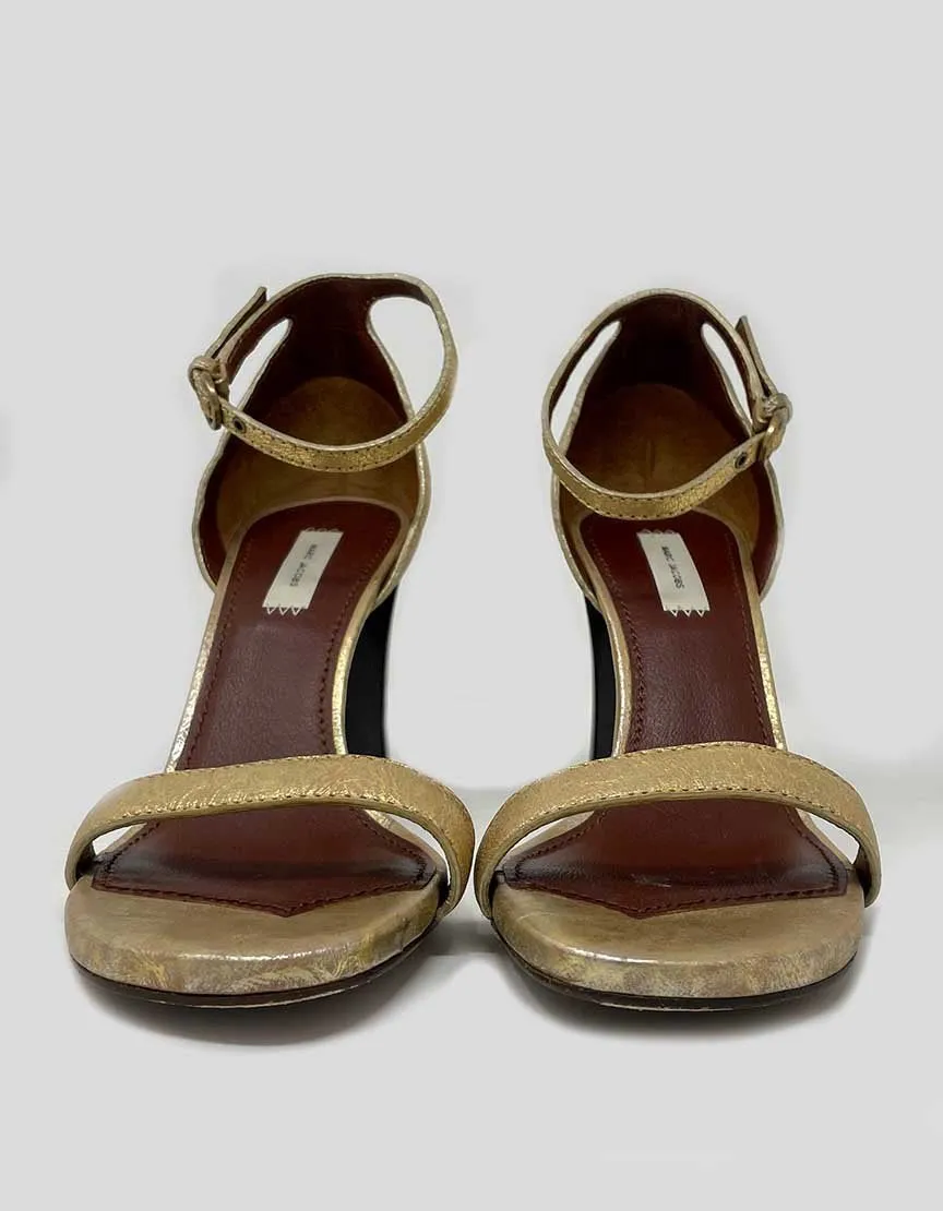 MARC JACOBS Gold Sandals With Block Heels - 39 IT | 9 US