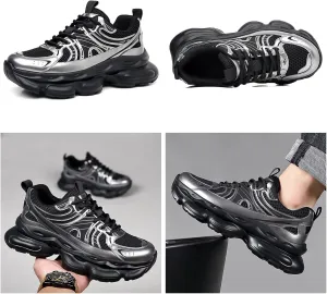 Men's Fashion Breathable Mesh Platform Chunky Lace-Up Sneakers Comfortable Non Slip Soft Sole Walking Dad Sneakers Workout Sport Work Tennis Shoes