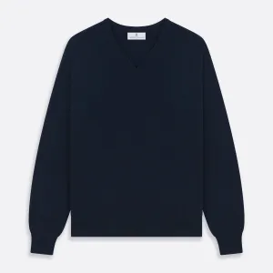 Navy V-Neck Cashmere Jumper
