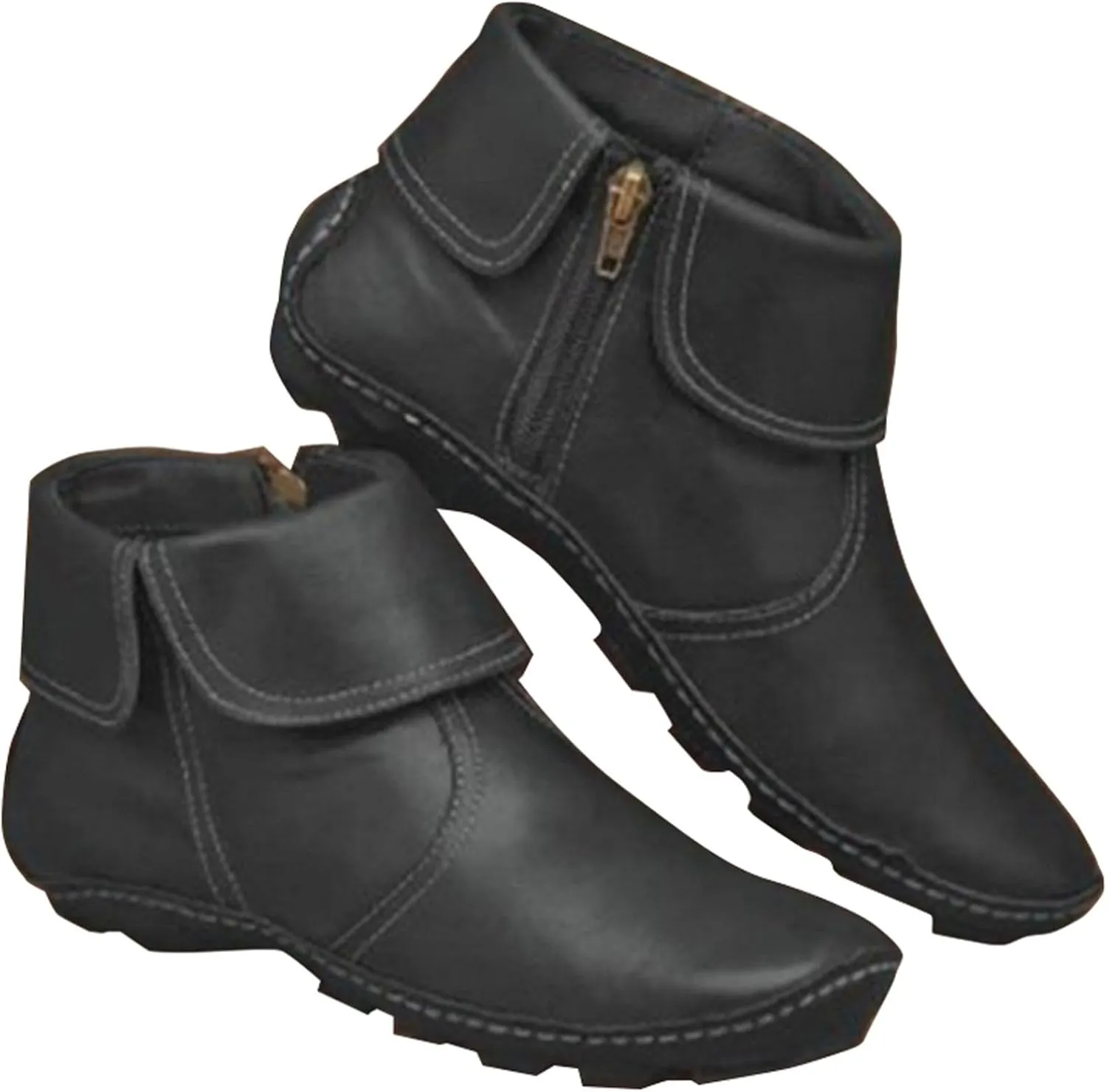 Platform Boots for Women Ankle Black Dress Booties for Women Mens Casual Boots Leather Pointed Toe Bootie for Women Keep Warm Flat Bottom Slip on Pointed Toe Leather Casual
