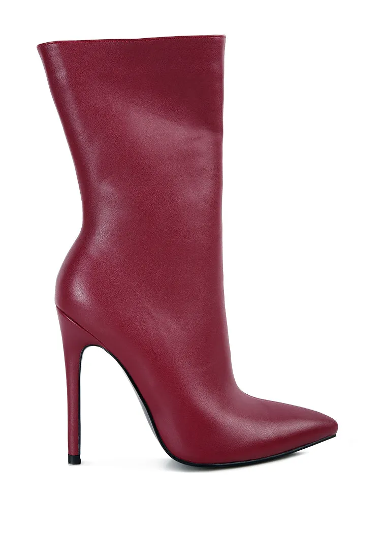 Pointed toe stiletto high ankle boots