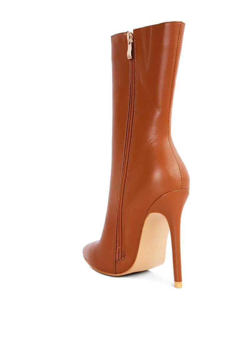 Pointed toe stiletto high ankle boots