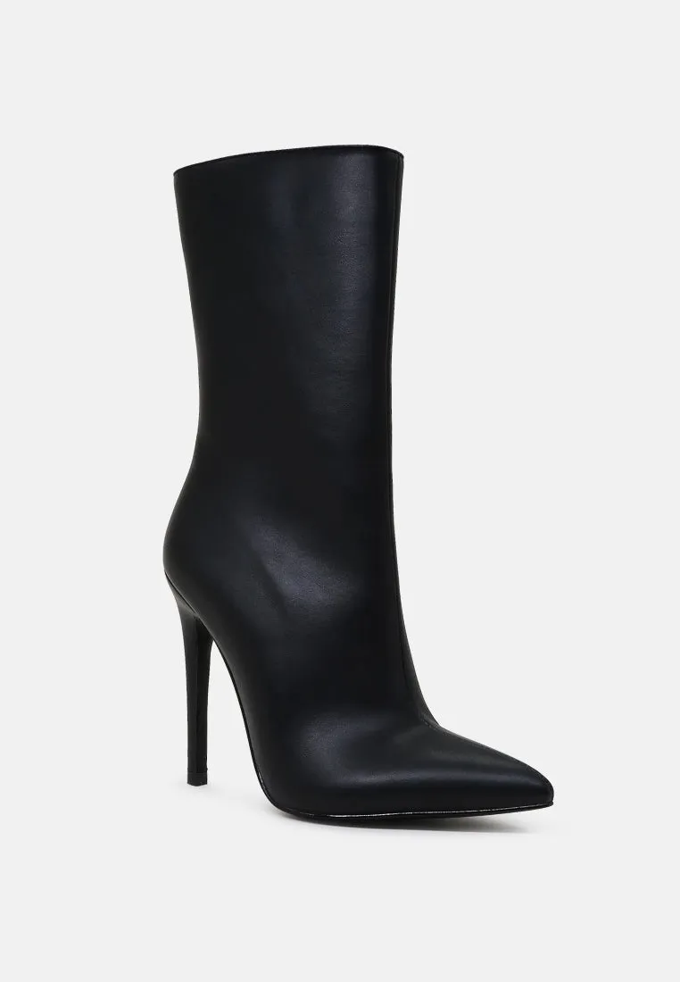 Pointed toe stiletto high ankle boots