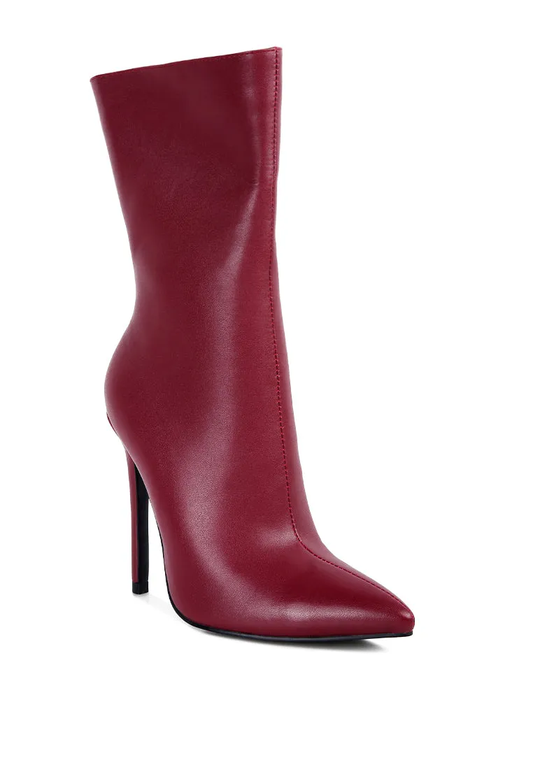 Pointed toe stiletto high ankle boots