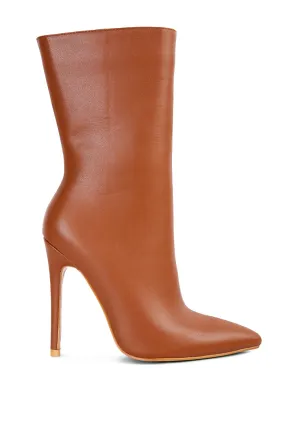 Pointed toe stiletto high ankle boots