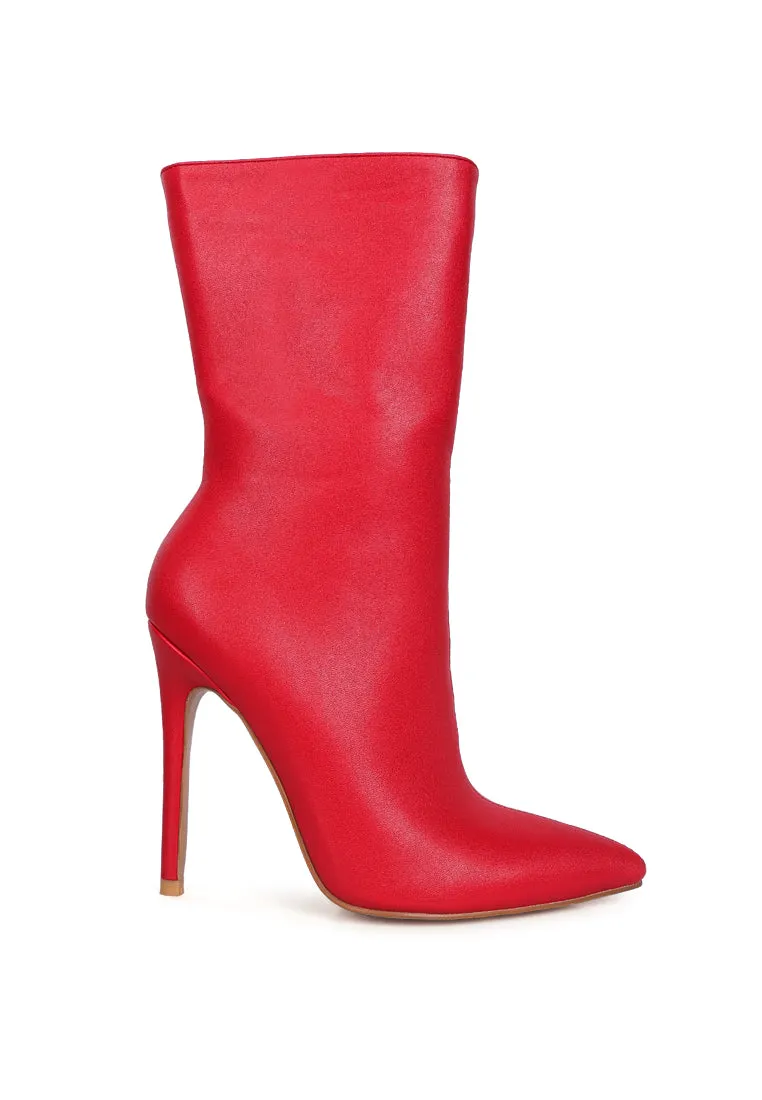 Pointed toe stiletto high ankle boots