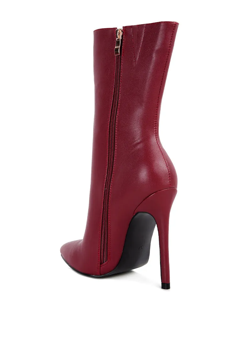 Pointed toe stiletto high ankle boots