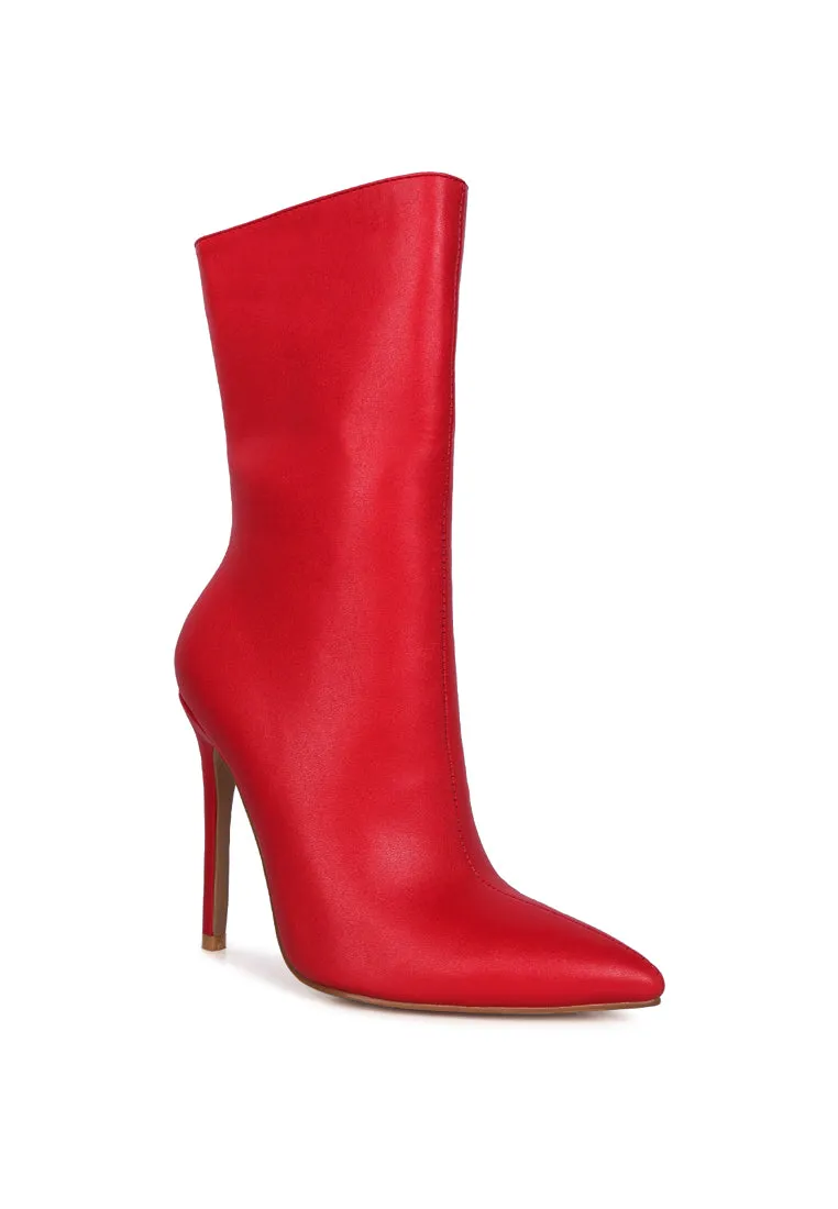 Pointed toe stiletto high ankle boots