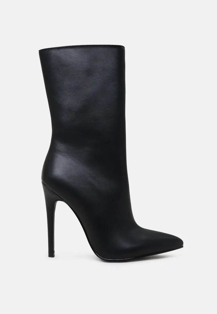 Pointed toe stiletto high ankle boots