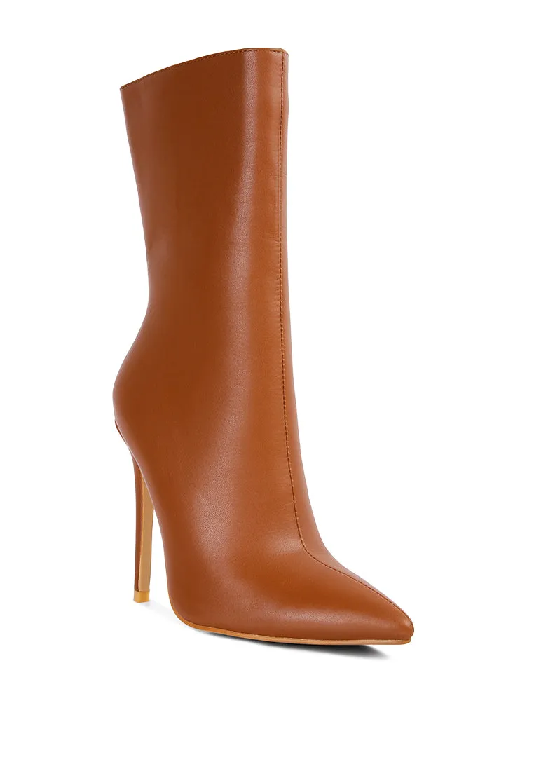 Pointed toe stiletto high ankle boots