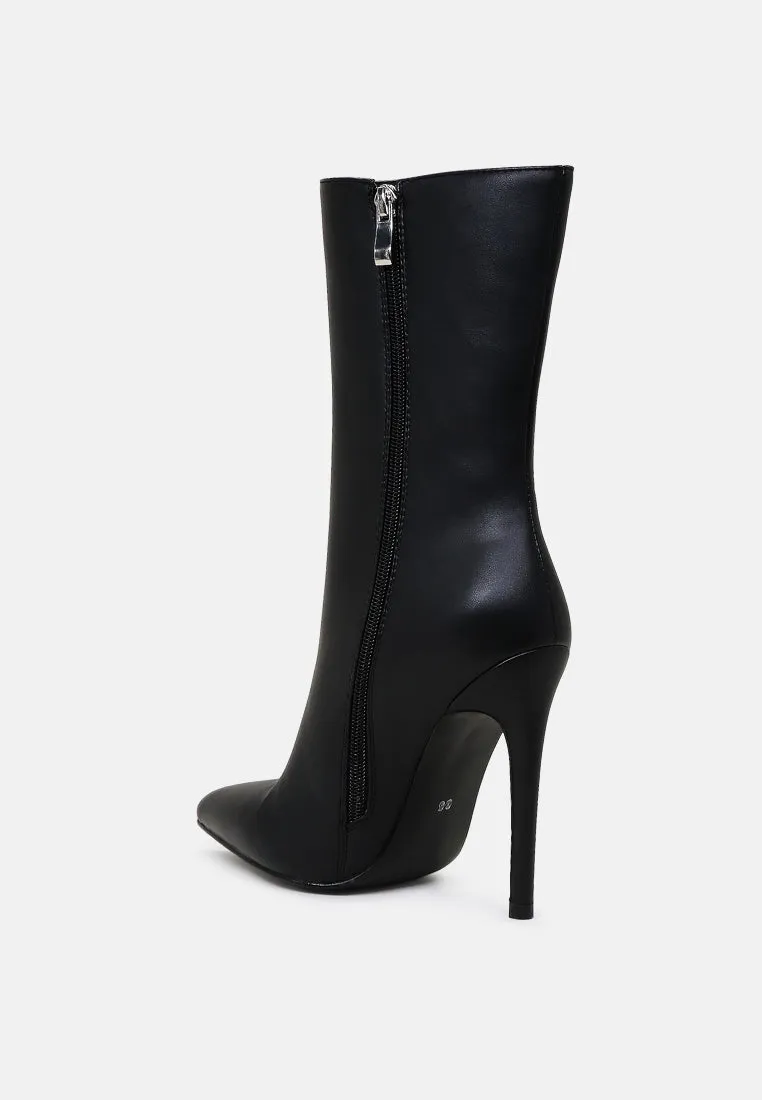 Pointed toe stiletto high ankle boots