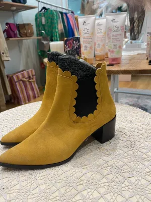 Portuguese Leather Suede Yellow Boots