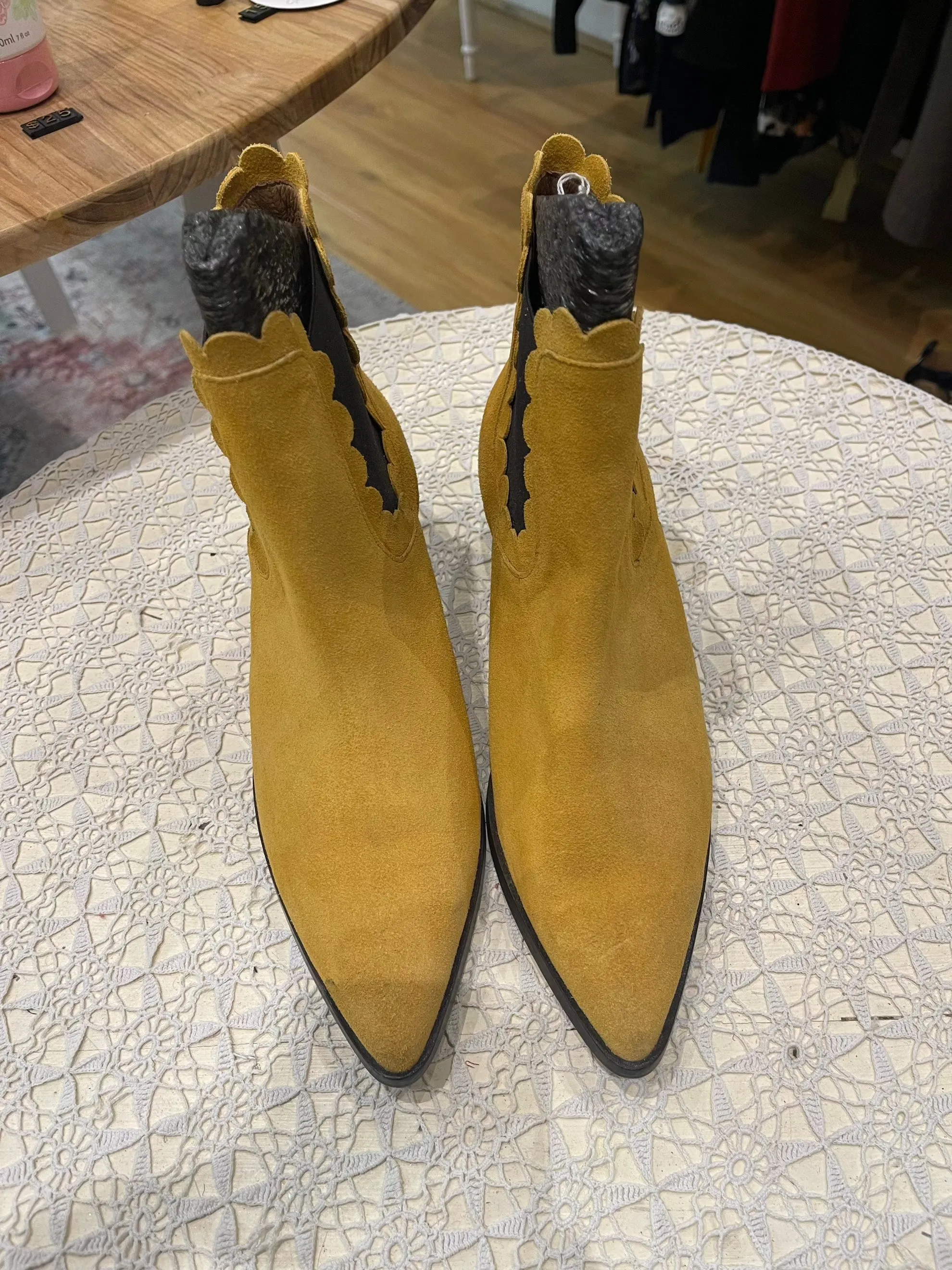 Portuguese Leather Suede Yellow Boots