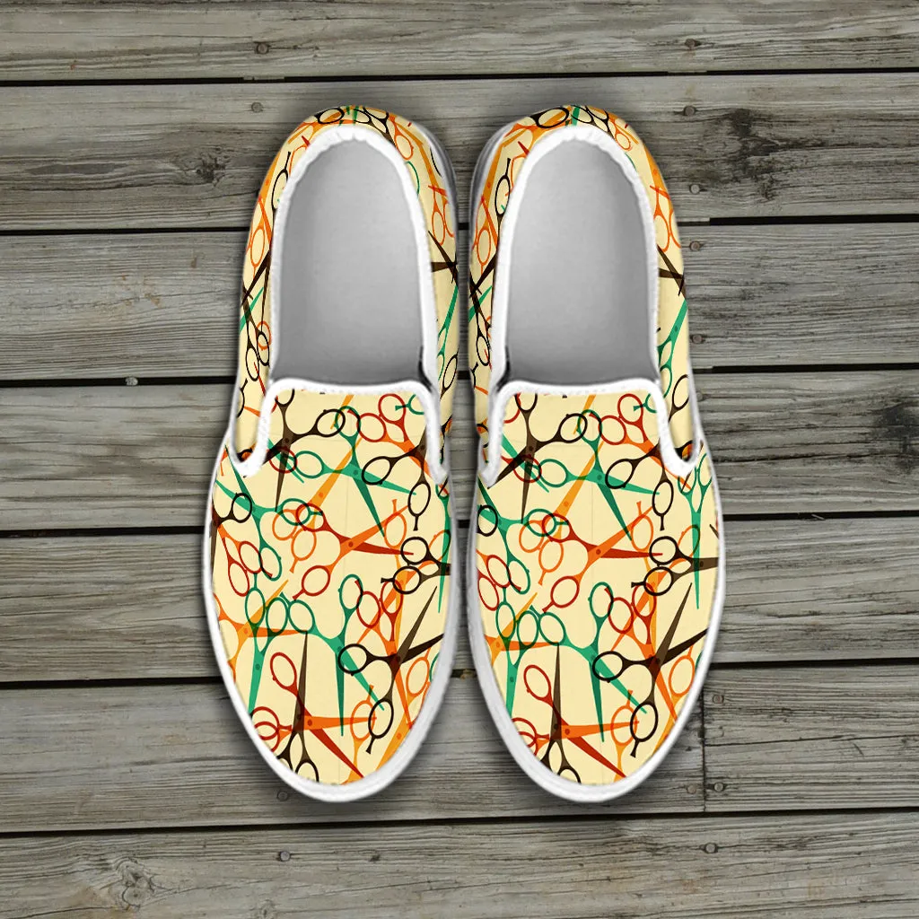 Scissors Pattern Slip Ons