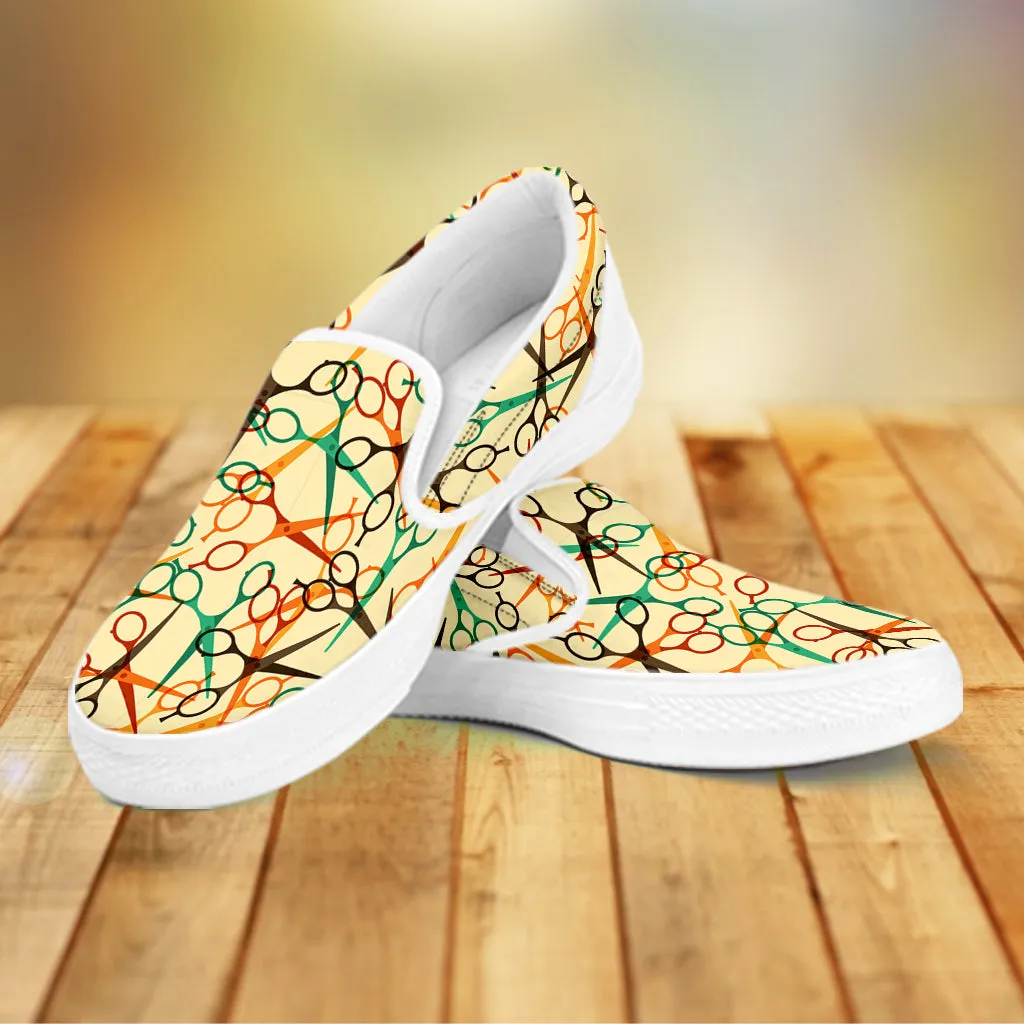 Scissors Pattern Slip Ons