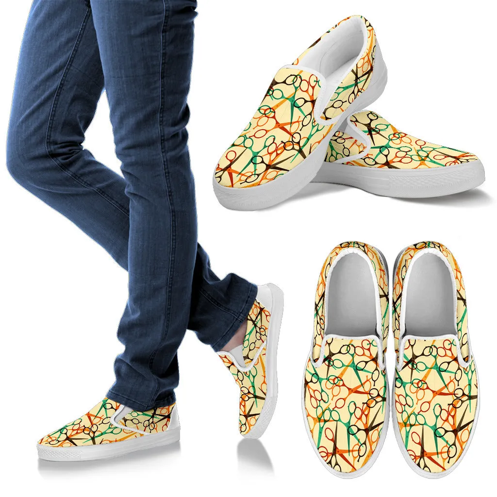 Scissors Pattern Slip Ons