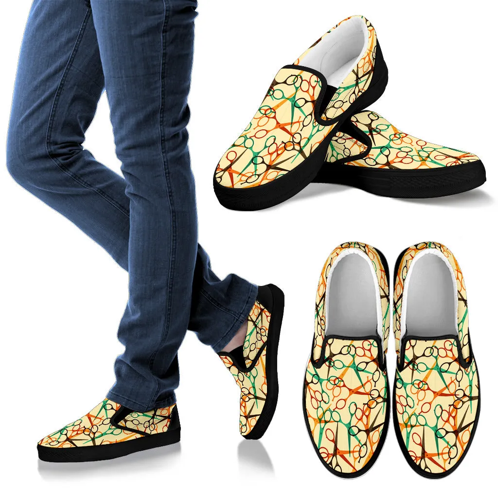 Scissors Pattern Slip Ons