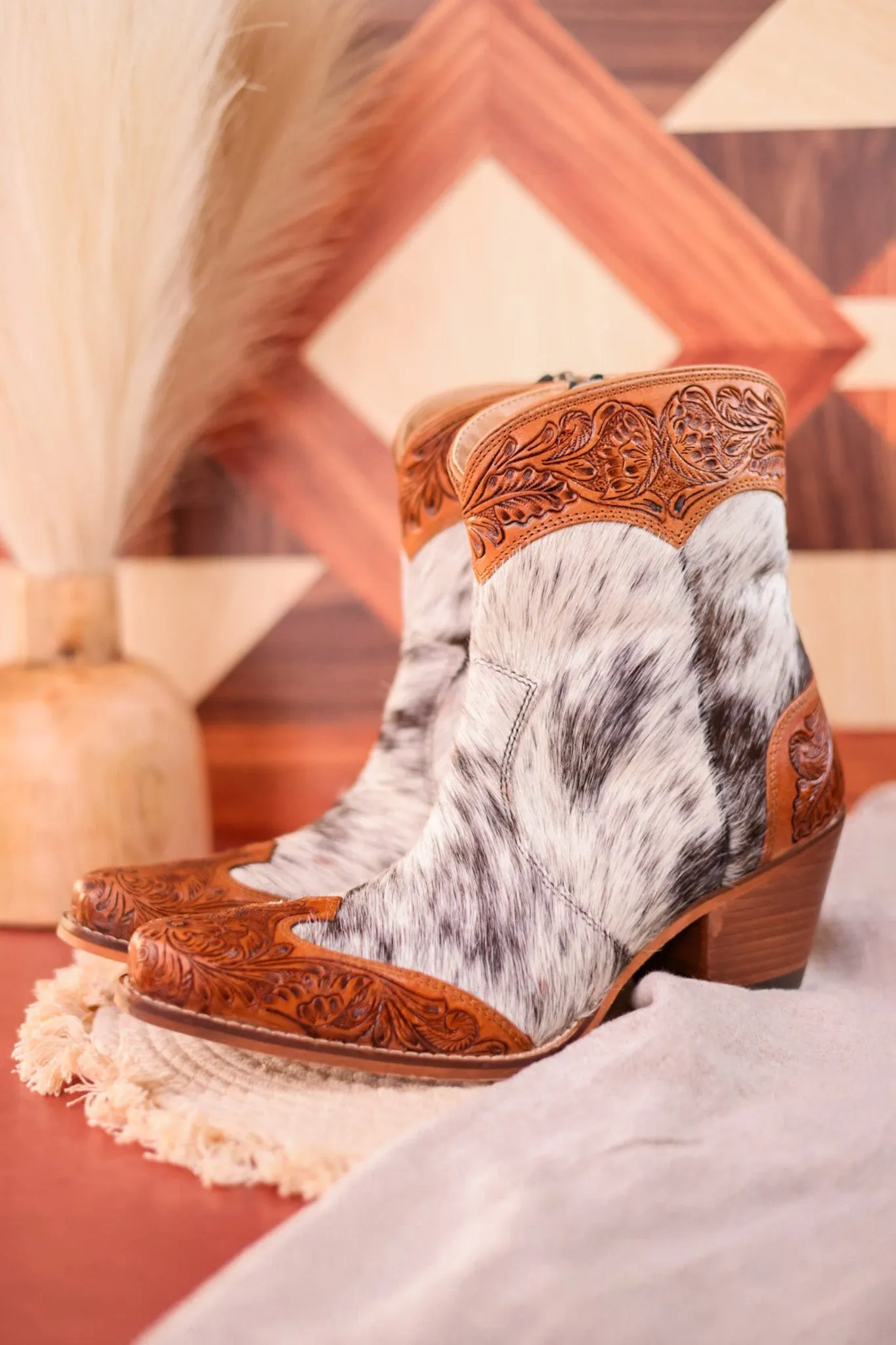 Silverado Hair-On Hide & Hand-Tooled Boots