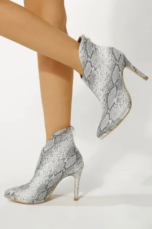 Snake Print Sophisticated Pointed Toe Ankle Boots