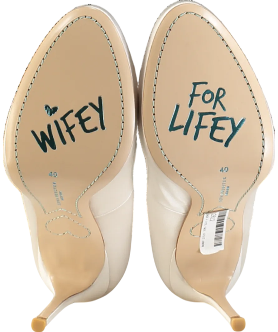 Sophia Webster White "Wifey for Lifey" Pirouette Bridal Heels UK 7 EU 40 