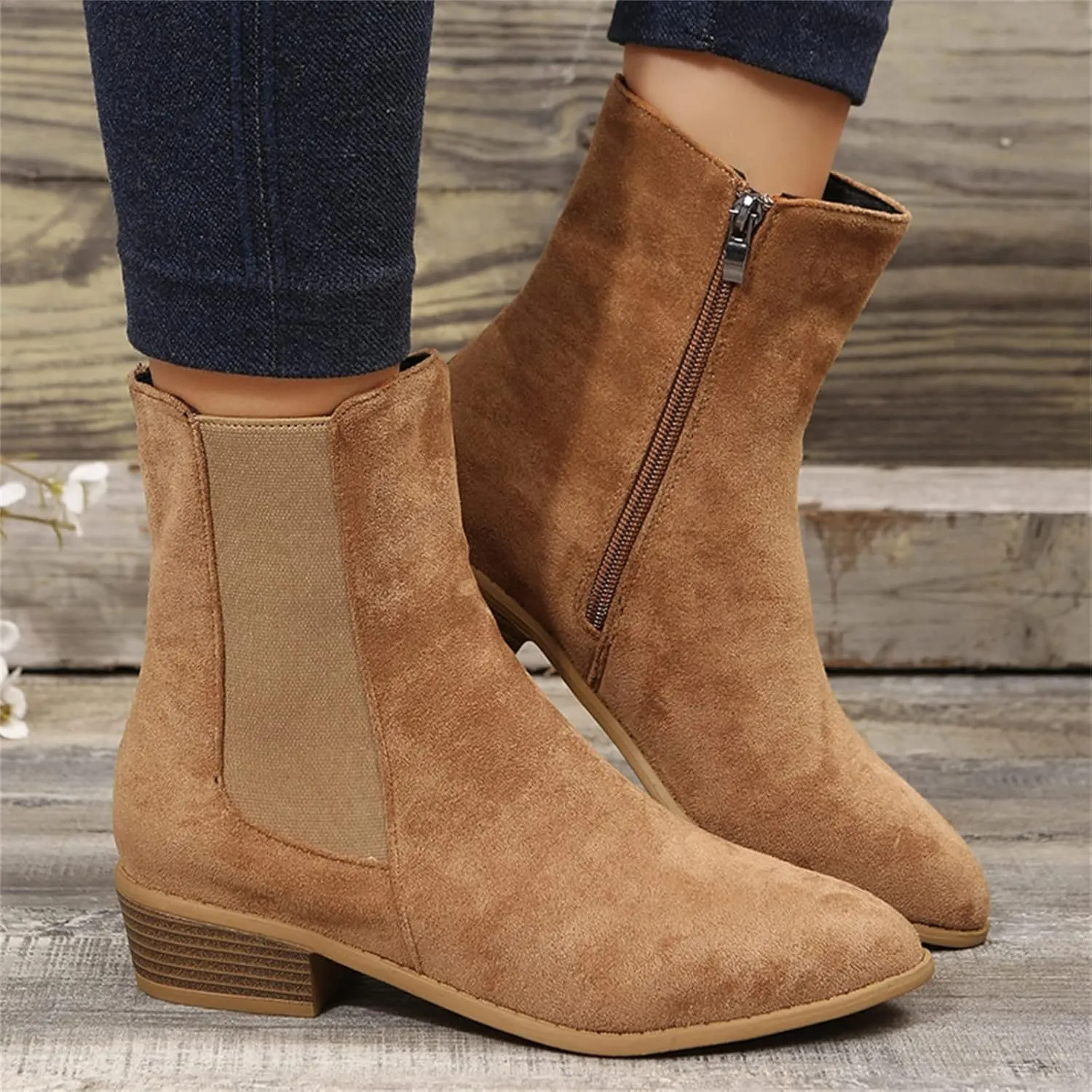 Winter Boots for Women Ankle Womens Black Booties with Heel Black Boots for Women Heel Cowboy Boot Closed Back Lightweight Breathable Chunky Low Heel Classic Pointed Toe