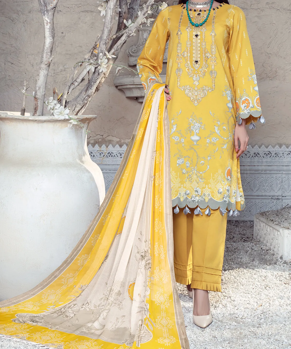 Women "LILLY" Digital Printed Embroidered Unstitched Suit