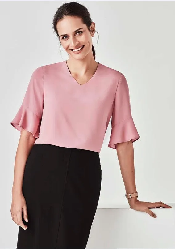 WOMENS ARIA FLUTED SLEEVE BLOUSE   RB966LS
