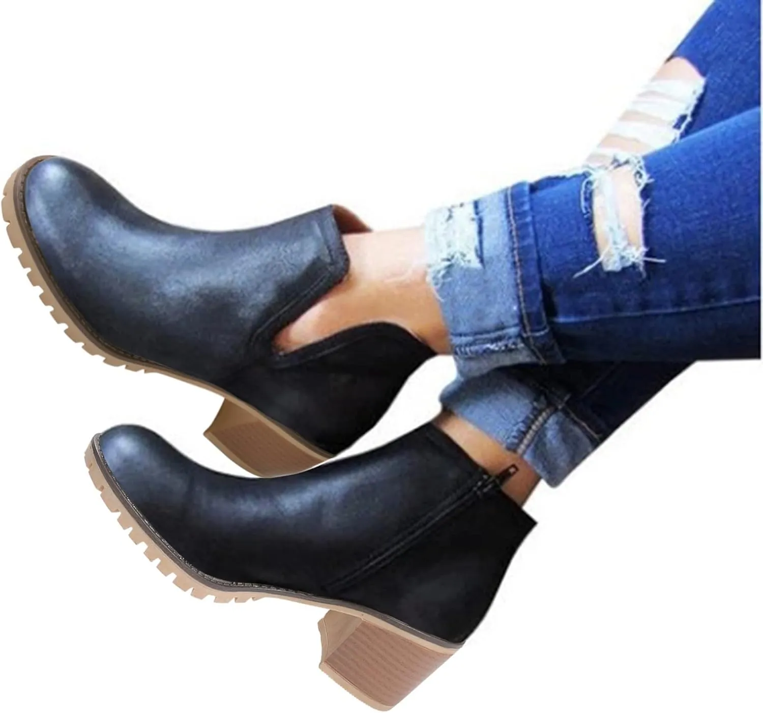Womens Boots Ankle Womens Fall Booties Women Cowboy Boots Wedge Bootie for Women Comfortable Solid Color Comfy Casual Side Zipper Pointd Toe Suede