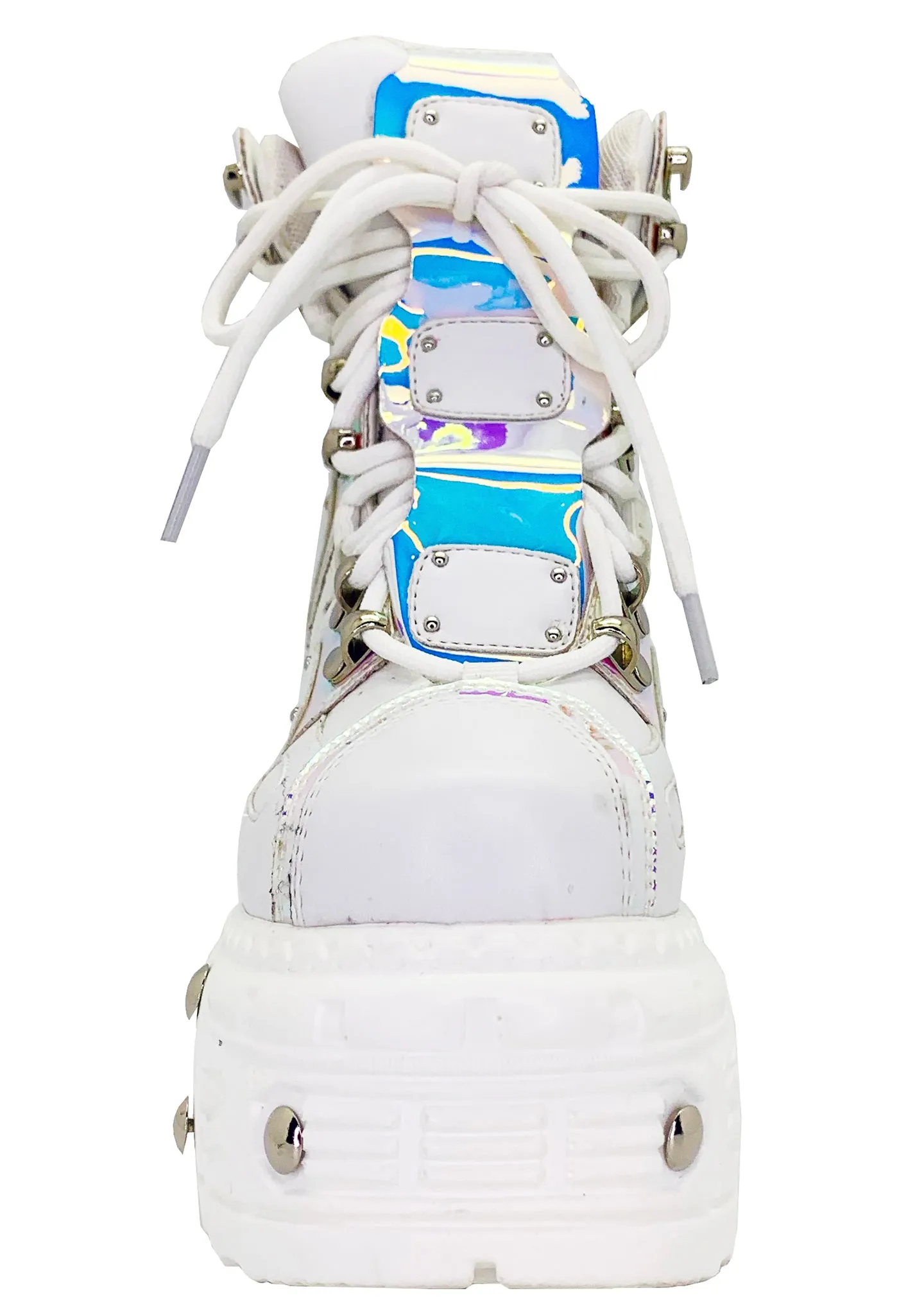 X LASR Exclusive Mangosteen 05 Digital Dream White Platform Wedge Sneakers
