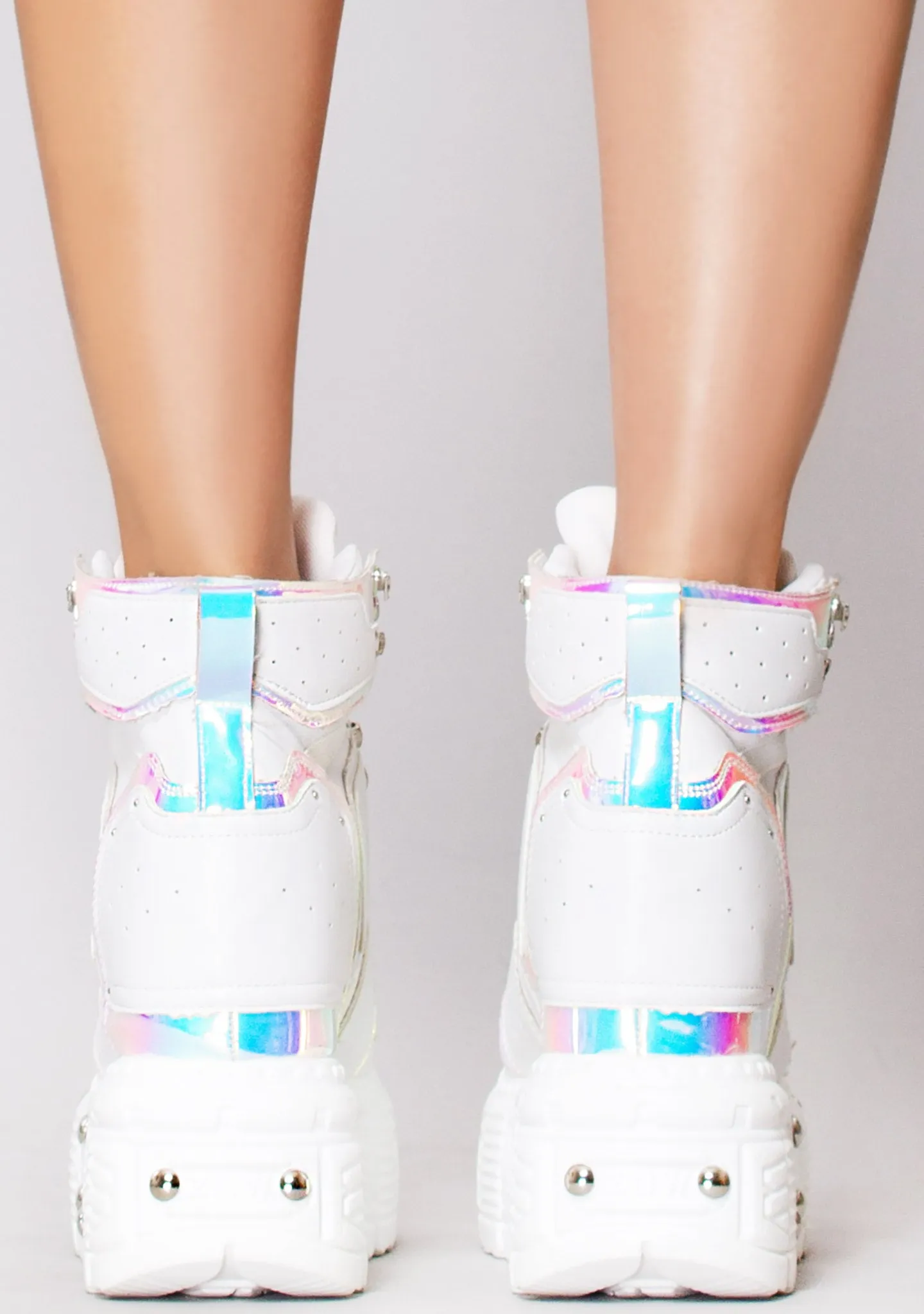 X LASR Exclusive Mangosteen 05 Digital Dream White Platform Wedge Sneakers